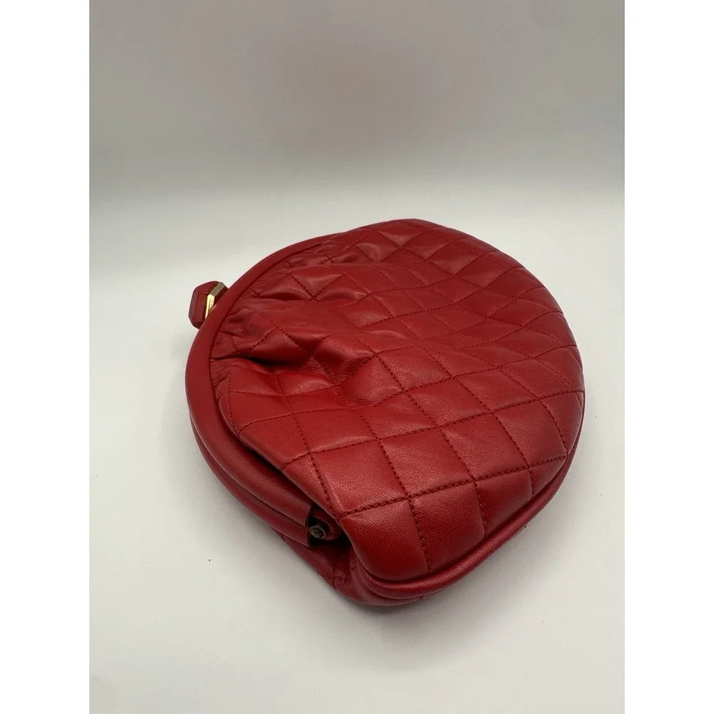 Susan Gail Bellido Quilted Red Leather Handbag Gold Chain Shoulder Purse
